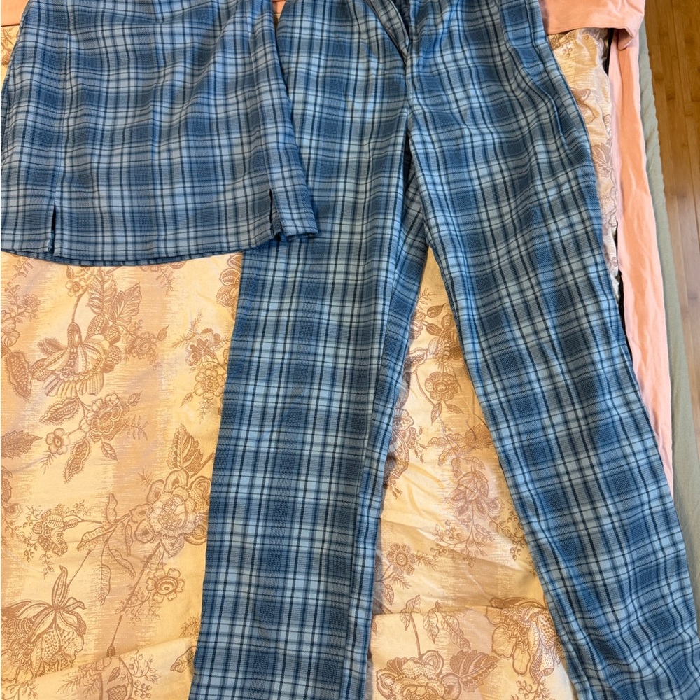 Blue Plaid Pants and skirt